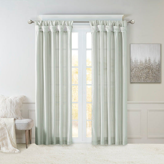 Emilia - 84" Twist Tab Lined Window Curtain - Dusty Aqua