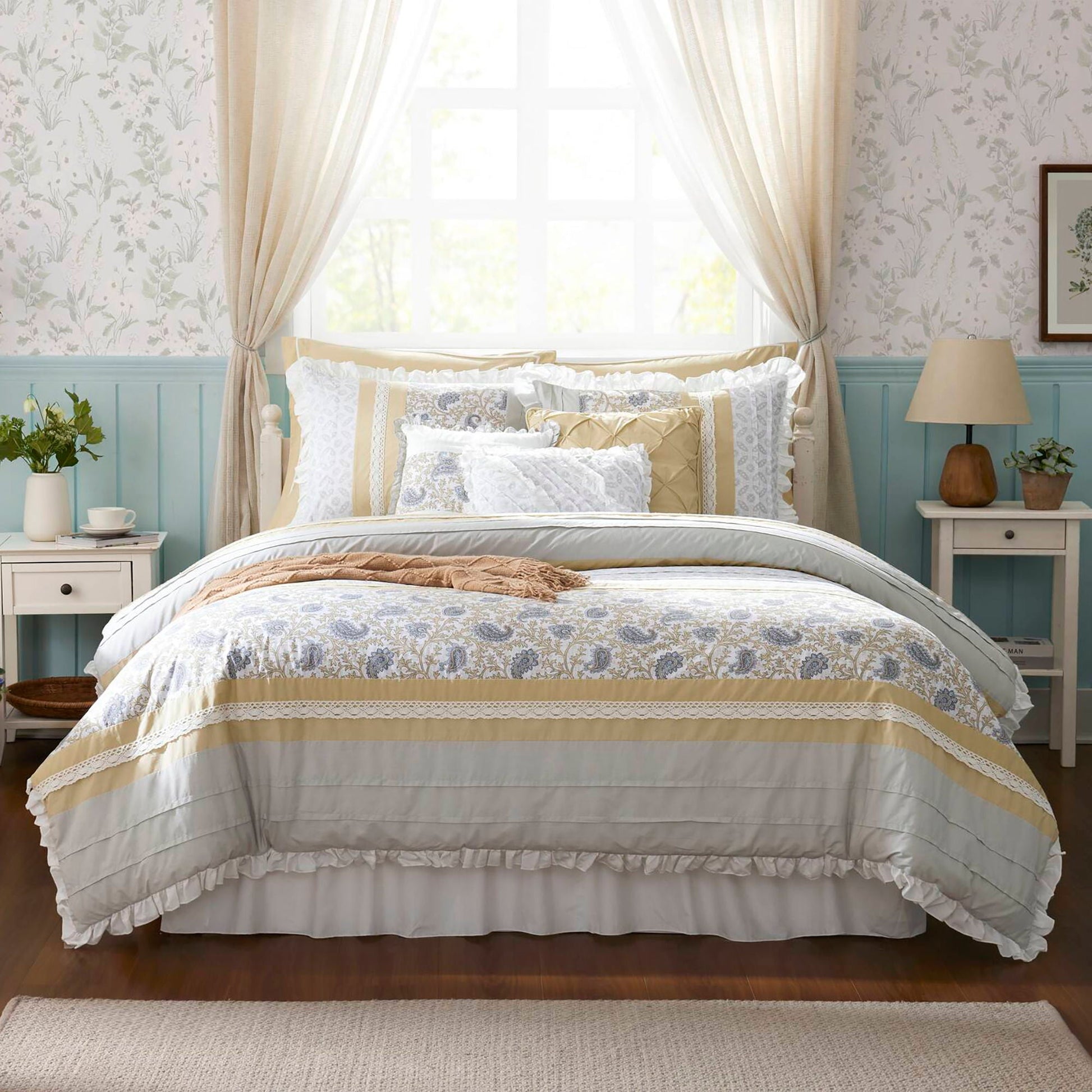 Dawn - King 9 Piece Comforter Set - Yellow Madison Park