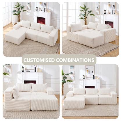 L - Shape Modern Minimalist Modular Sectional Sofa, Upholstered Cloud Couch With Deep Seats Home Essentials