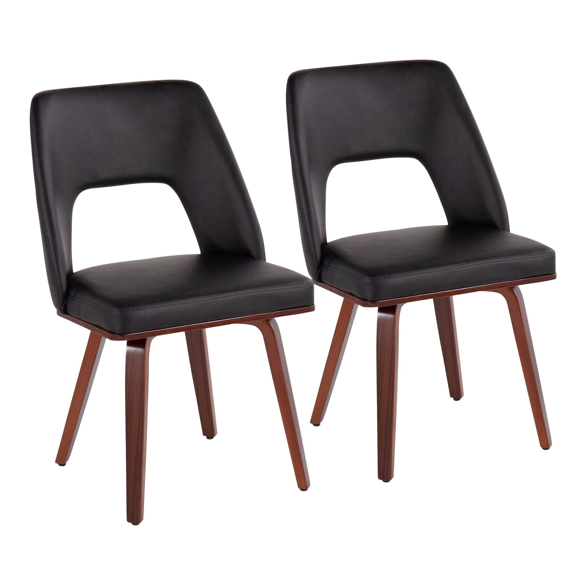 Triad - Mid-Century Modern Upholstered Chair (Set of 2) - Walnut / Black Lumi Source