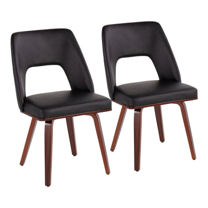 Triad - Mid-Century Modern Upholstered Chair (Set of 2) - Walnut / Black Lumi Source