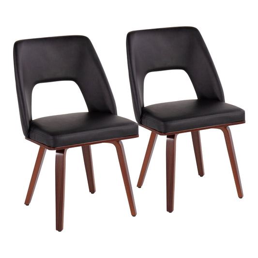 Triad - Mid-Century Modern Upholstered Chair (Set of 2) - Walnut / Black Lumi Source