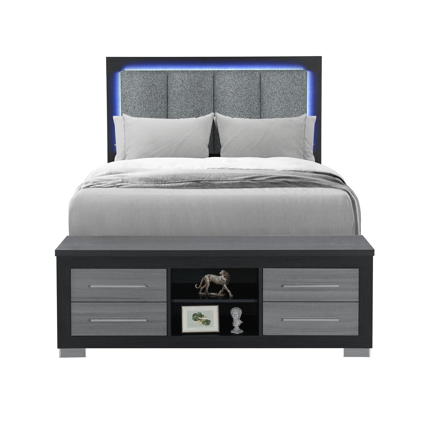 Emilia - Bed With Storage And LED Lighting Global Furniture USA