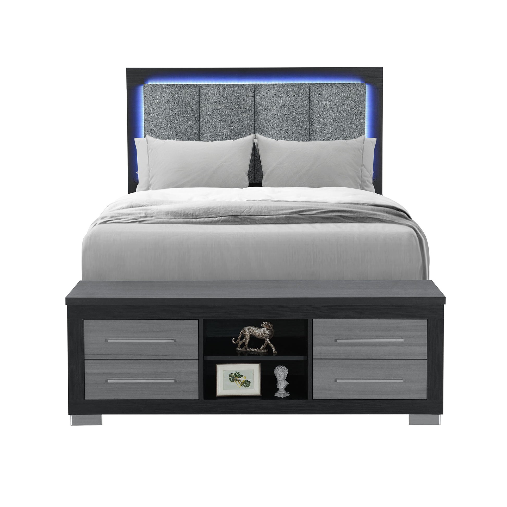 Emilia - Bed With Storage And LED Lighting Global Furniture USA