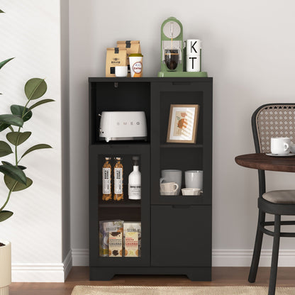 Modern Cabinet With Glass Doors And Drawer Home Essentials