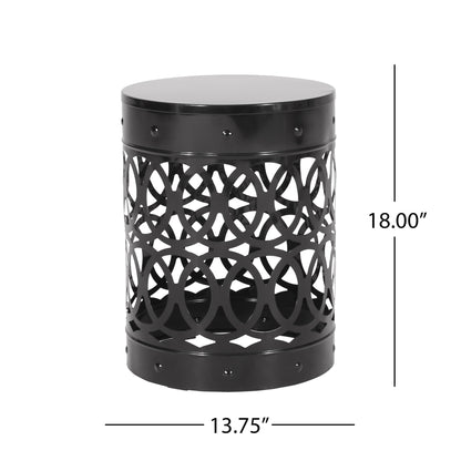 Outdoor Metal Large End Table, Modern Design Noble House