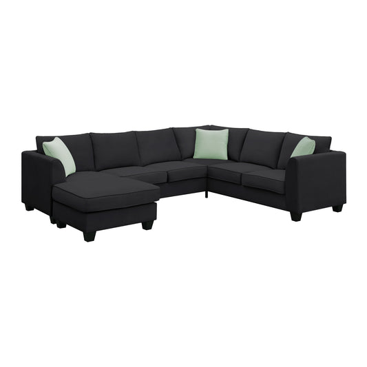 Sectional Sofa Couches Living Room Sets, 7 Seats Modular Sectional Sofa With Ottoman, L Shape Fabric Sofa Corner Couch Set With 3 Pillows Luxe & Co.
