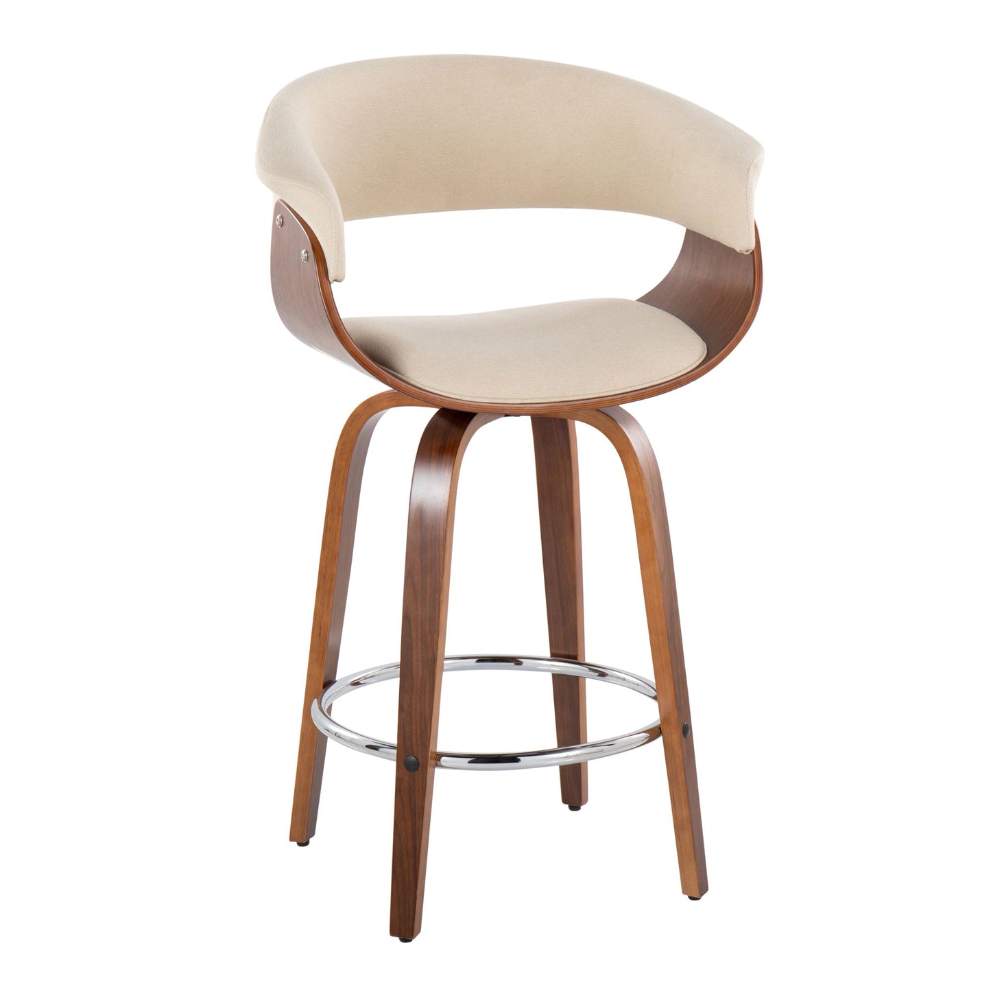 Vintage Mod - Mid Century Modern Fixed Height Counter Stool With Swivel With Round Footrest (Set of 2) Lumi Source