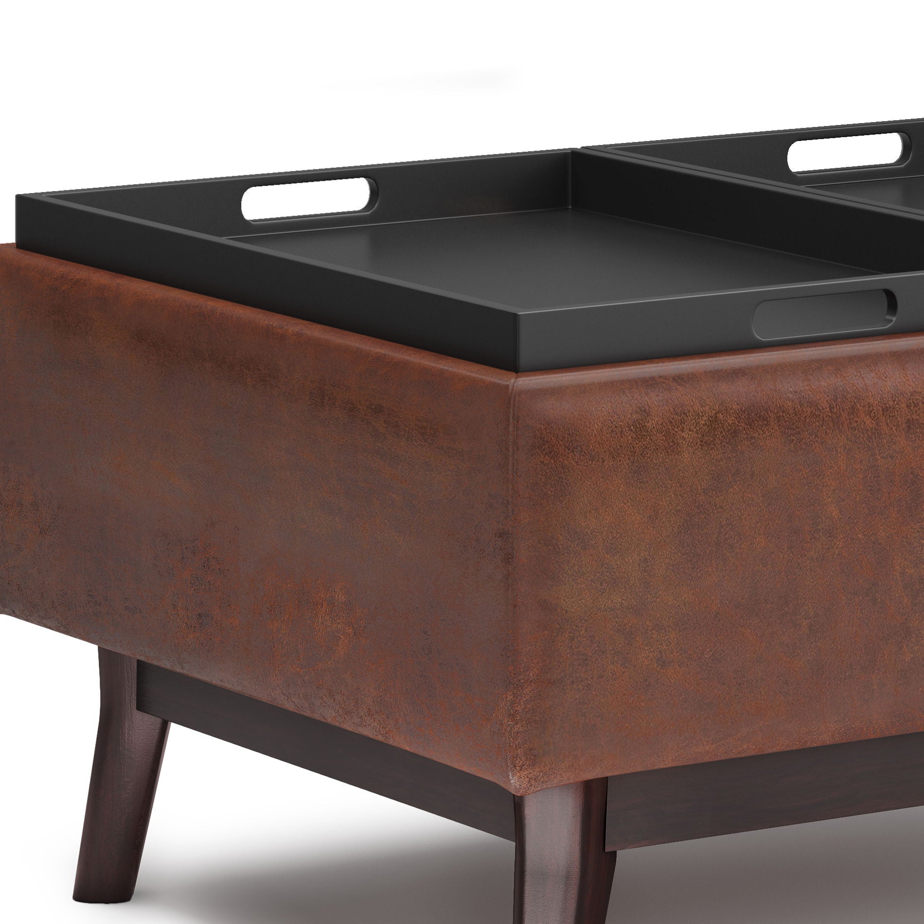 Owen - Tray Top Small Coffee Table Upholstered Storage Ottoman Simpli-Home