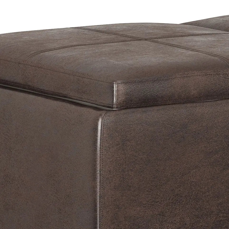 Avalon - Storage Ottoman - Distressed Brown Simpli-Home