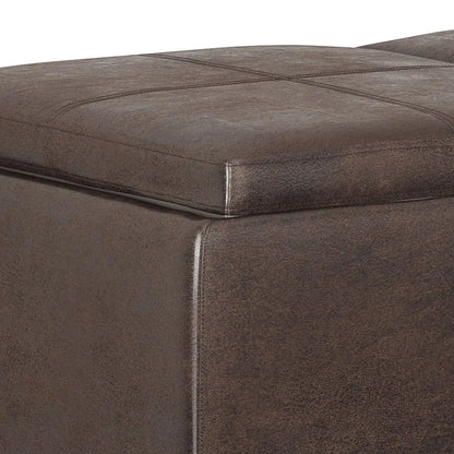 Avalon - Storage Ottoman - Distressed Brown Simpli-Home