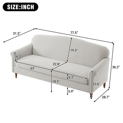 Loveseat Sofa, 2 Seater Couch With Rolled Arms Noble House