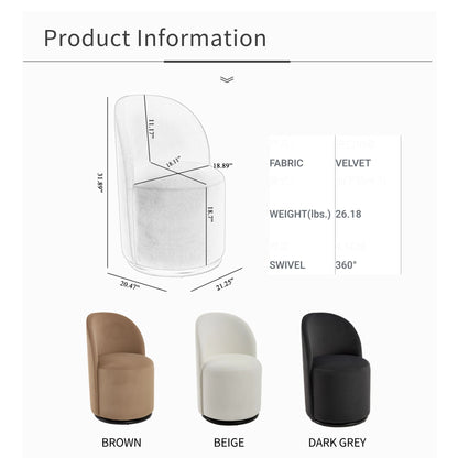 360 Degree Swivel Armless Dining Barrel Chair Home Essentials