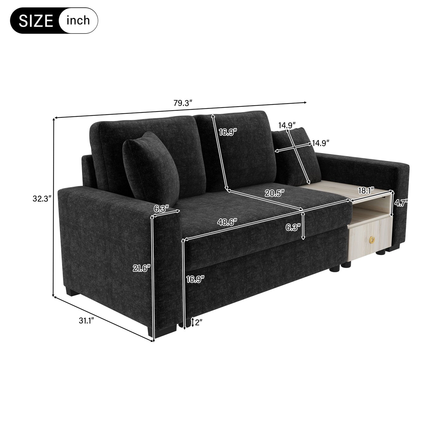 Modular Sofa Couch With Storage Armrest And Center Console Noble House