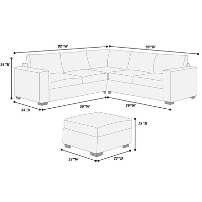 Contemporary Sectional Set With Ottoman Home Essentials