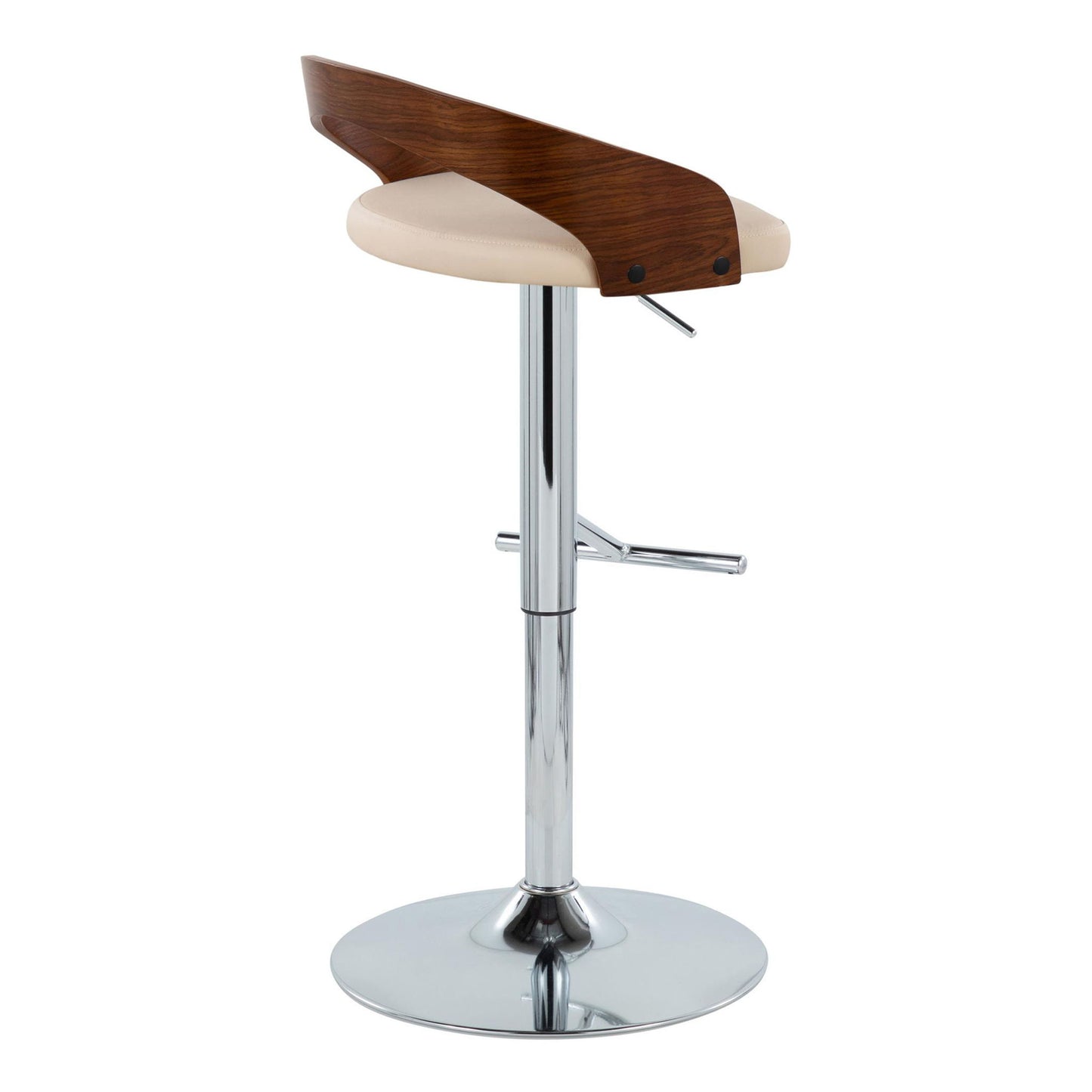Grotto - Mid Century Modern Adjustable Height Barstool, Swivel With Straight T Footrest (Set of 2) Lumi Source