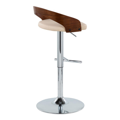 Grotto - Mid Century Modern Adjustable Height Barstool, Swivel With Straight T Footrest (Set of 2) Lumi Source