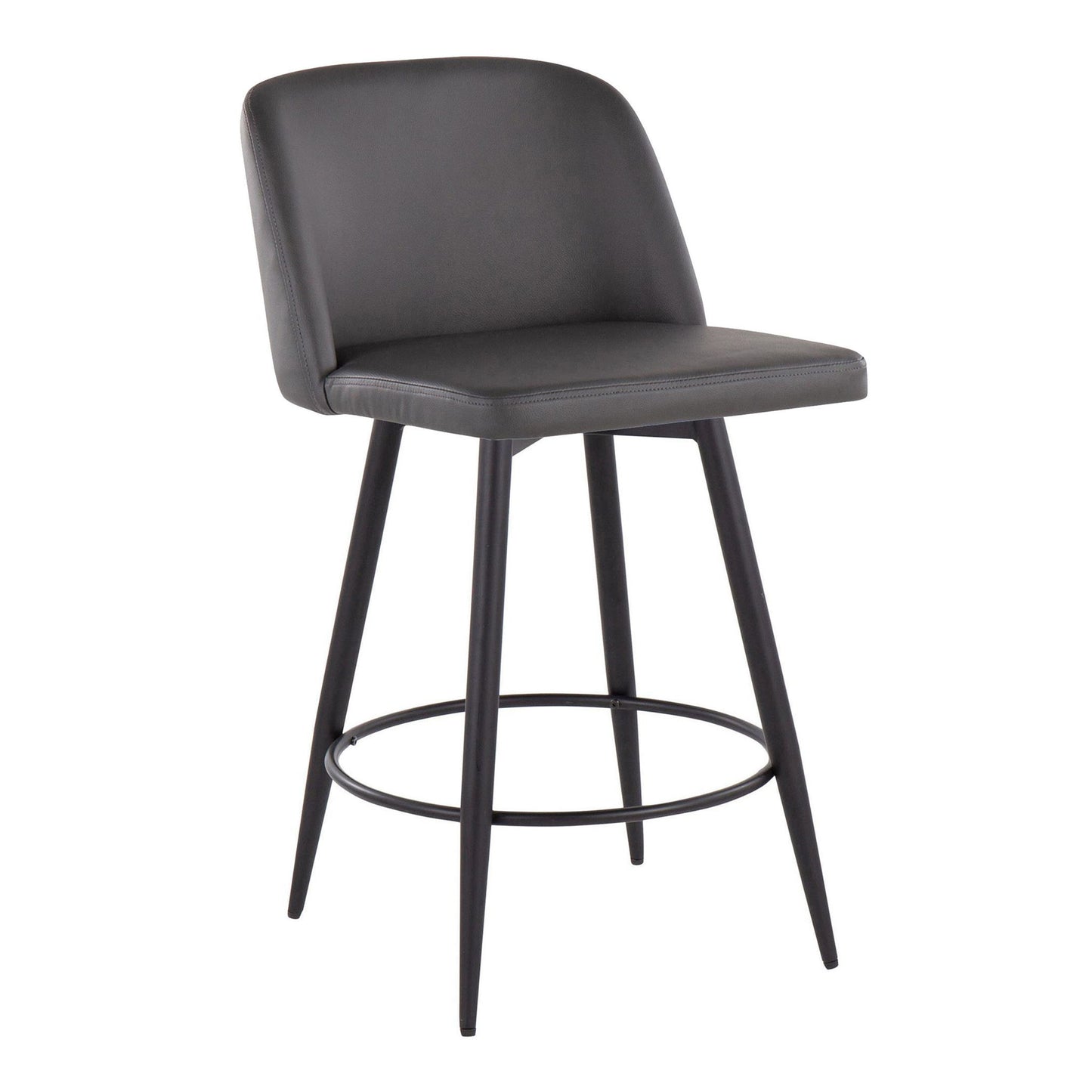 Toriano - Contemporary Fixed-Height, Counter Stool With Swivel With Round Footrest (Set of 2) Lumi Source