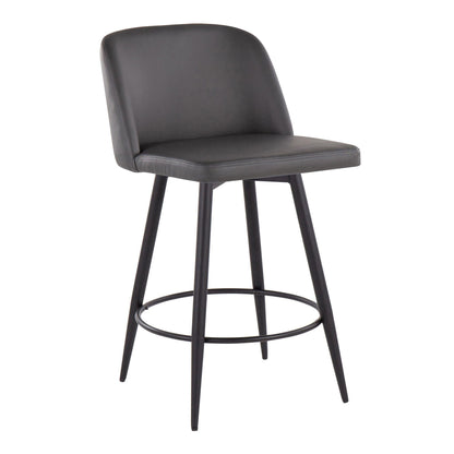 Toriano - Contemporary Fixed-Height, Counter Stool With Swivel With Round Footrest (Set of 2) Lumi Source