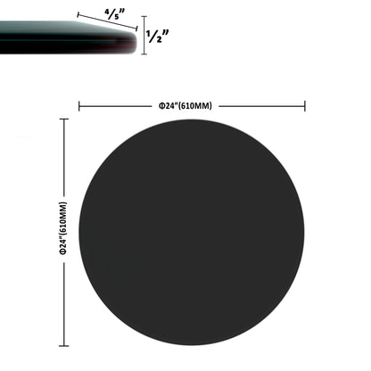 24" Round Tempered Glass Table Top Clear Glass Beveled Polished Edge Home Essentials