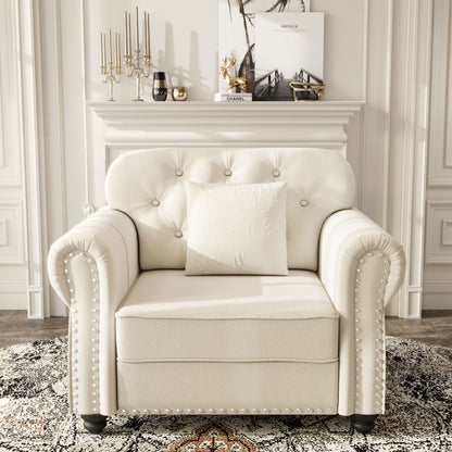 Upholstered Sofa With Nailhead Trim And Rolled Armrests Home Essentials