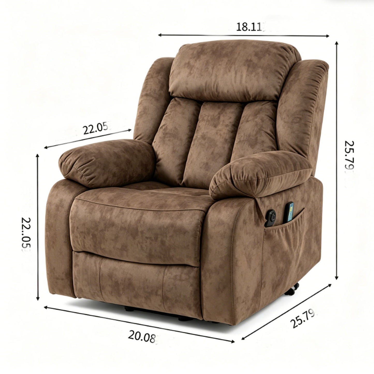Recliner Lift Chair With Massage & Heating For Living Room - Brown Home Essentials