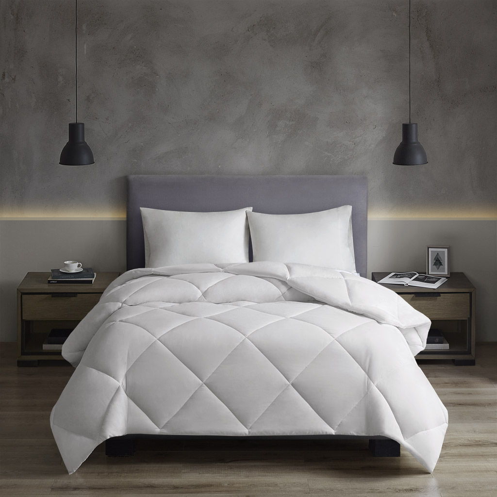 Microfiber With HeiQ Smart Temp - Oversized Down Alt Queen Comforter With HeiQ Smart Temp Treatment - White Sleep Philosophy