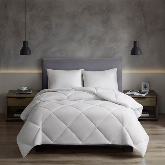 Microfiber With HeiQ Smart Temp - Oversized Down Alt Queen Comforter With HeiQ Smart Temp Treatment - White Sleep Philosophy