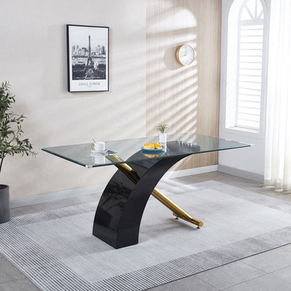 Stylish Dining Room Table, Luxury Glass Top Dining Table, Modern Design For Your House - Black Home Essentials