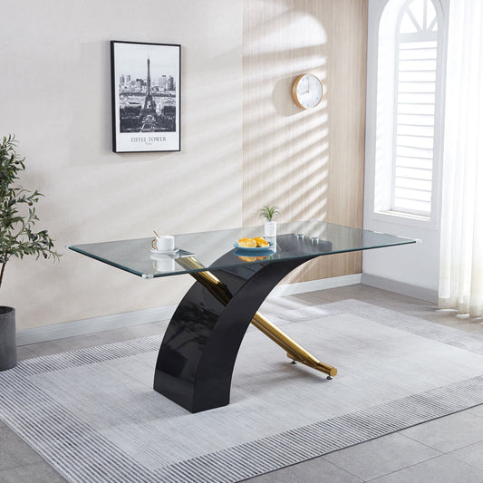 Stylish Dining Room Table, Luxury Glass Top Dining Table, Modern Design For Your House - Black Home Essentials
