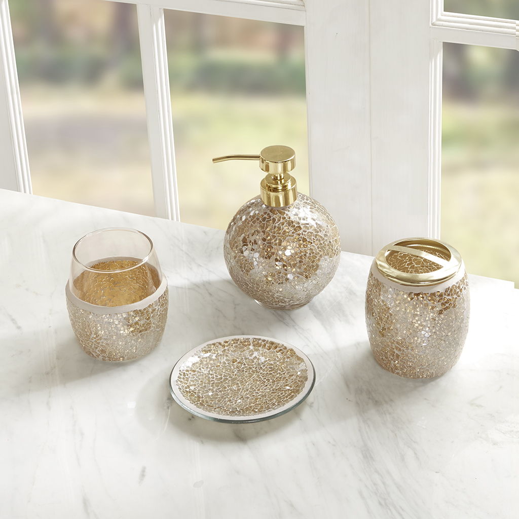 Mosaic - 4 Piece Set Bath Accessory - Gold