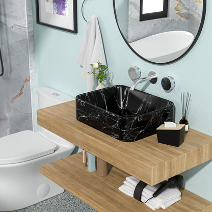 Rectangular Vessel Bathroom Sink - Black / Gray Daily Nest