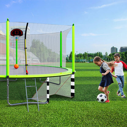 16Ft Trampoline With Basketball Hoop Pump And Ladder (Inner Safety Enclosure) With Soccer Goal Daily Nest