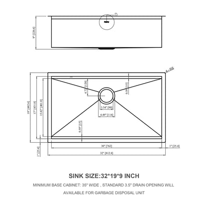 32" Undermount Kitchen Sink Brushed Nickel 16 Gauge Stainless Steel Single Bowl With Ledge Workstation, 32 X 19 X 9 Inch Daily Nest