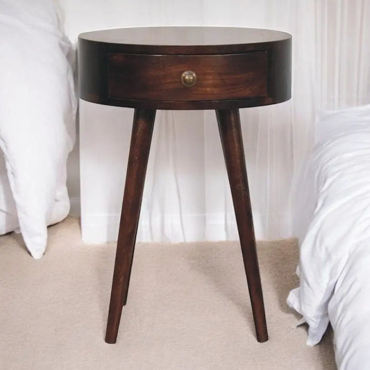 Circular Shaped Bedside Table - Walnut Artisan Furniture