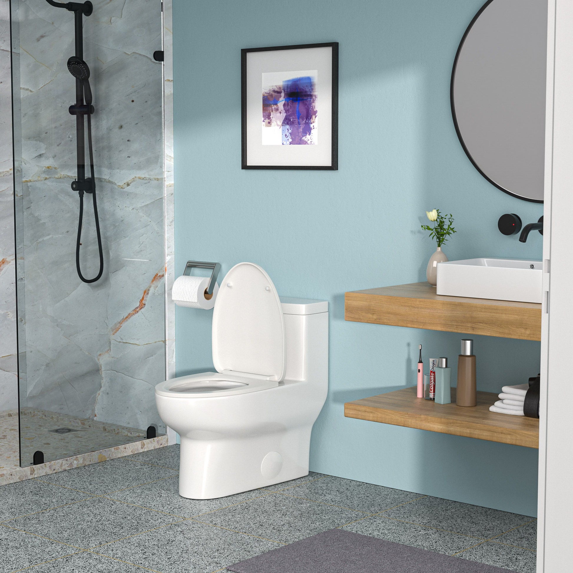 Modern Ceramic 1 Piece Toilet With Single Flush And Soft Closing Seat - White Daily Nest