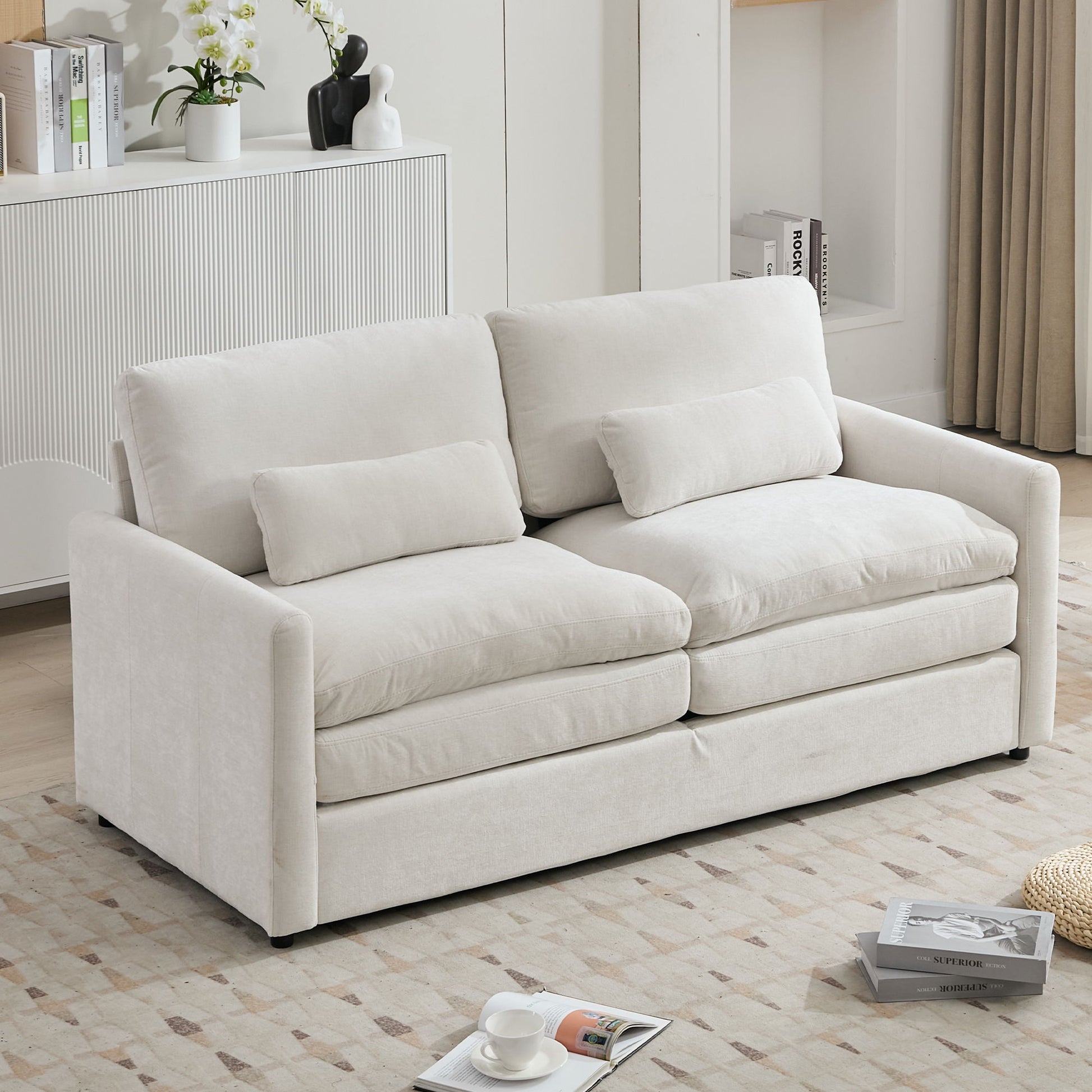 Cozy Upholstered Plush Cushion Loveseat Sofa For Living Room Hearth and Haven