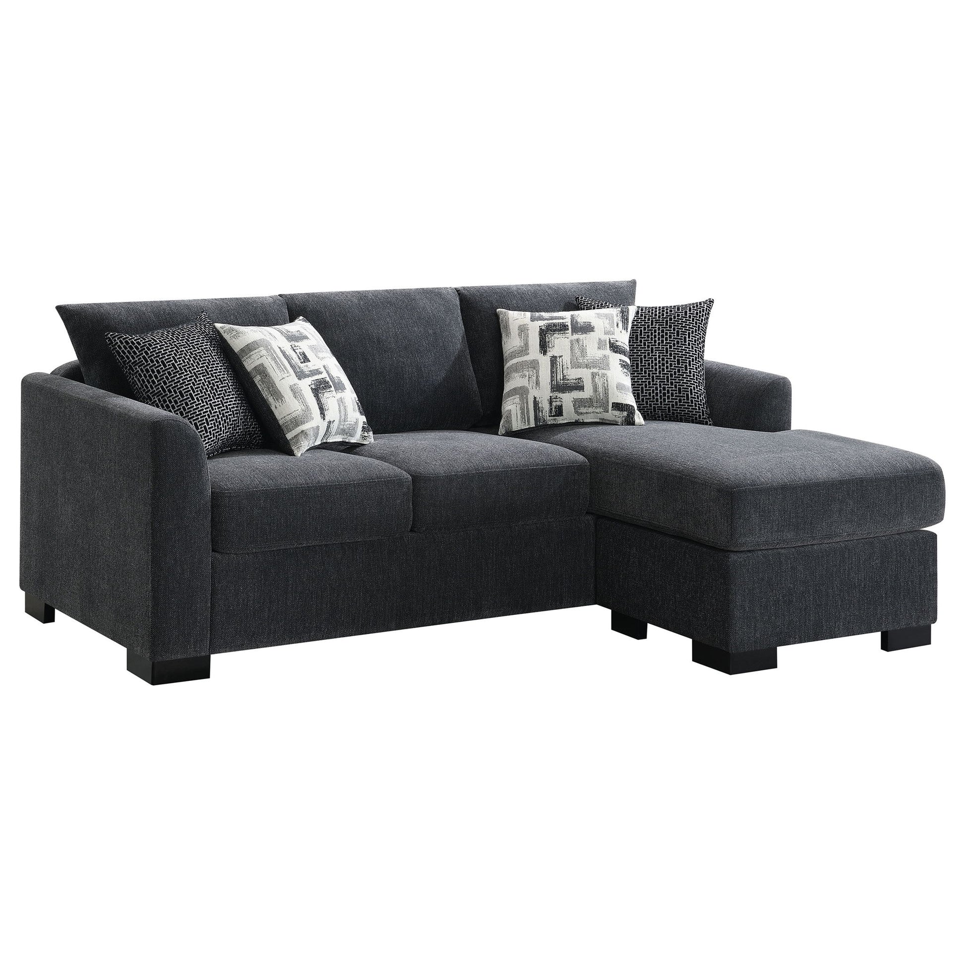 Pacheco - Upholstered Sleeper Sectional Chaise Sofa With Pocket Coils And Reversible Cushions - Dark Gray Furniture Max