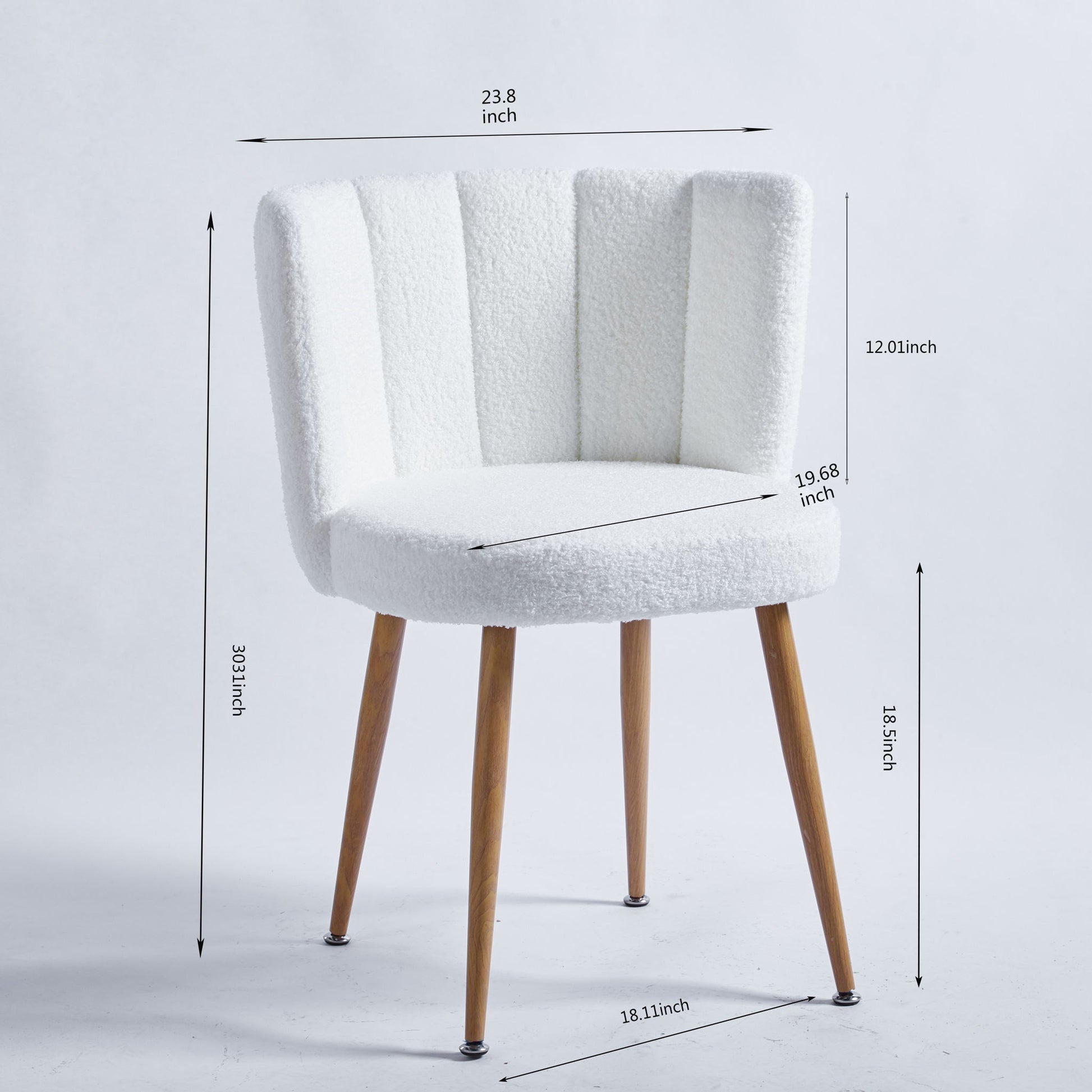 Modern Dining Chair (Set of 2) With Iron Tube Wood Color Legs, Shorthair Cushions And Comfortable Backrest, Suitable For Dining Room, Living Room, Cafe, Simple Structure Home Essentials