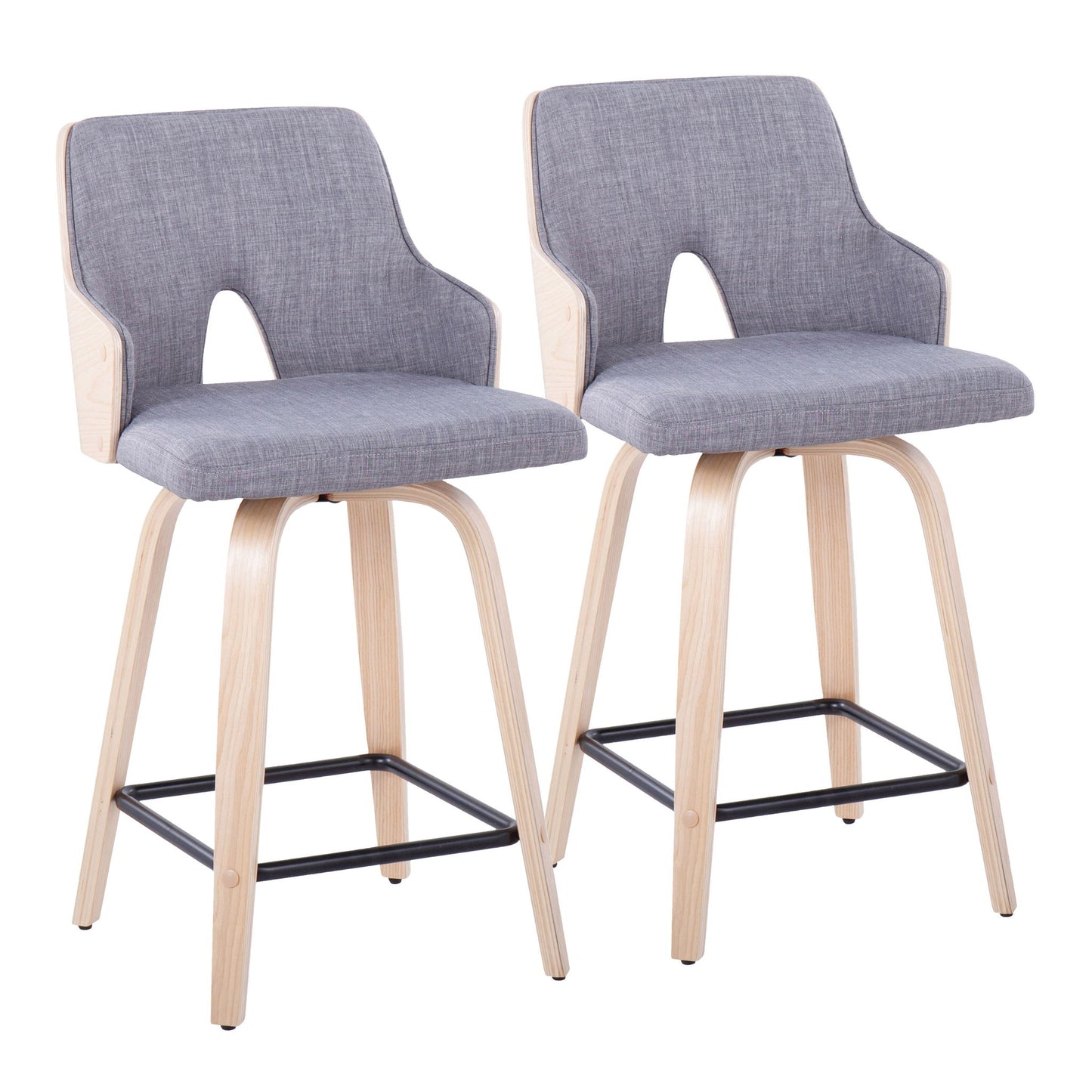 Stella - Contemporary Fixed Height Counter Stool With Swivel Square Footrest (Set of 2) Lumi Source