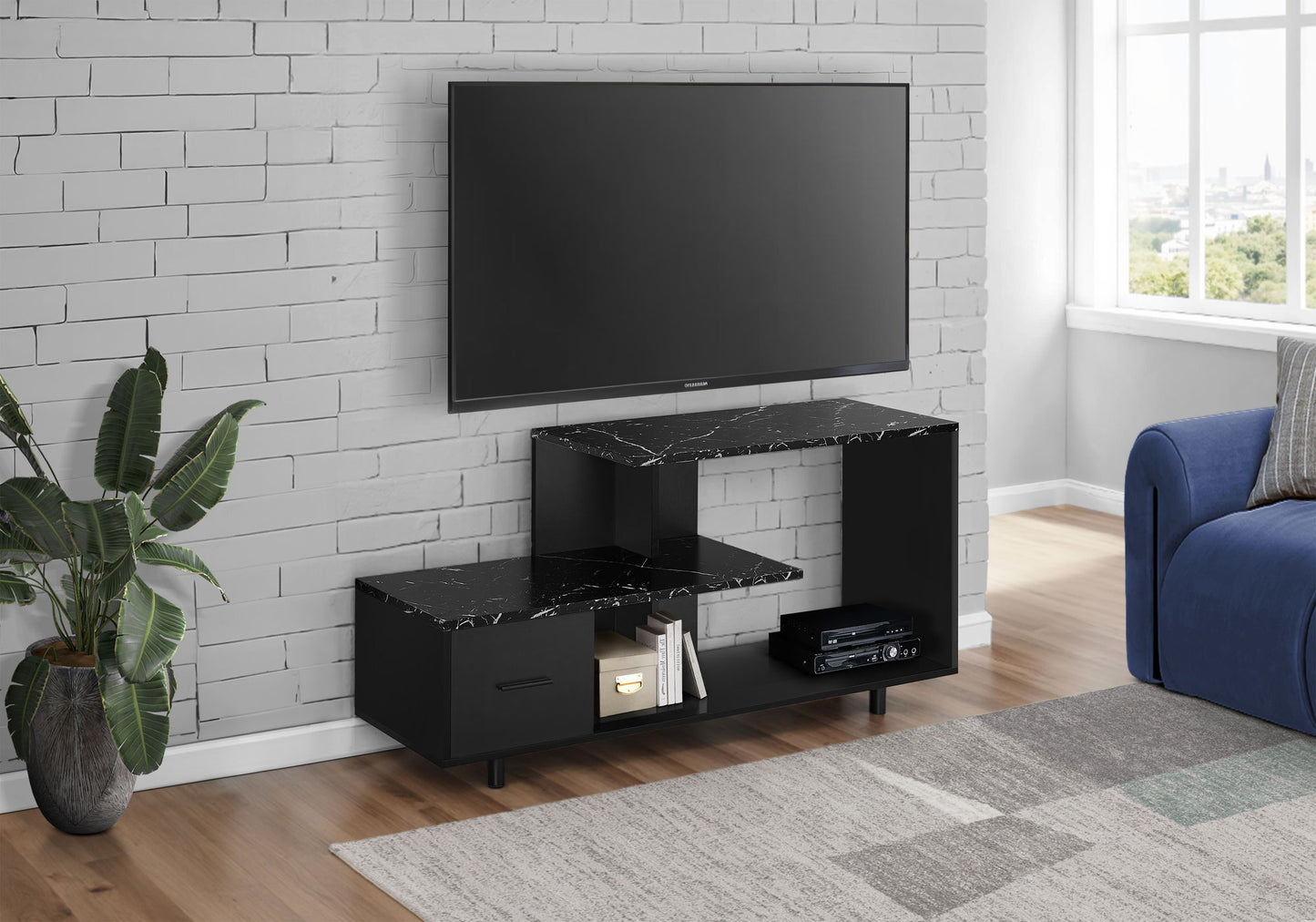 TV Stand, Console, Media Entertainment Center, Storage Drawer, Contemporary 8th Street