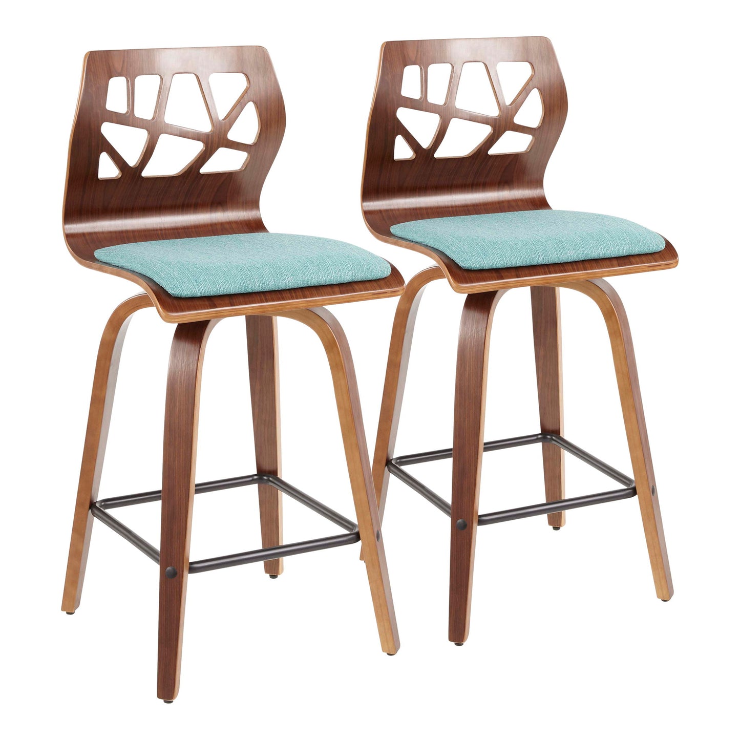 Folia - Mid Century Modern Fixed Height Counter Stool With Swivel (Set of 2) Lumi Source