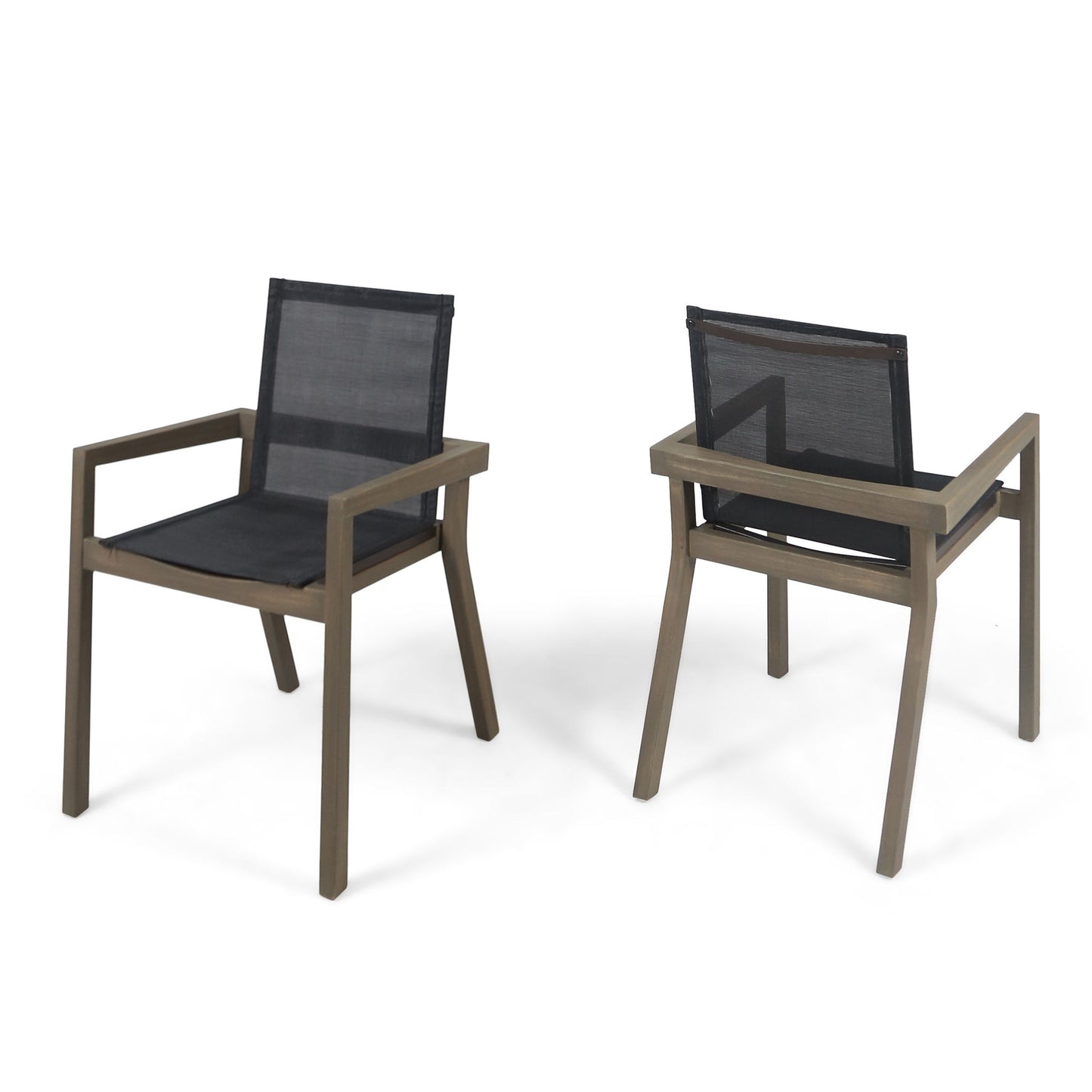 Belfast - Dining Chair With Acacia Wood Frame And Mesh Seating (Set of 2) Noble House