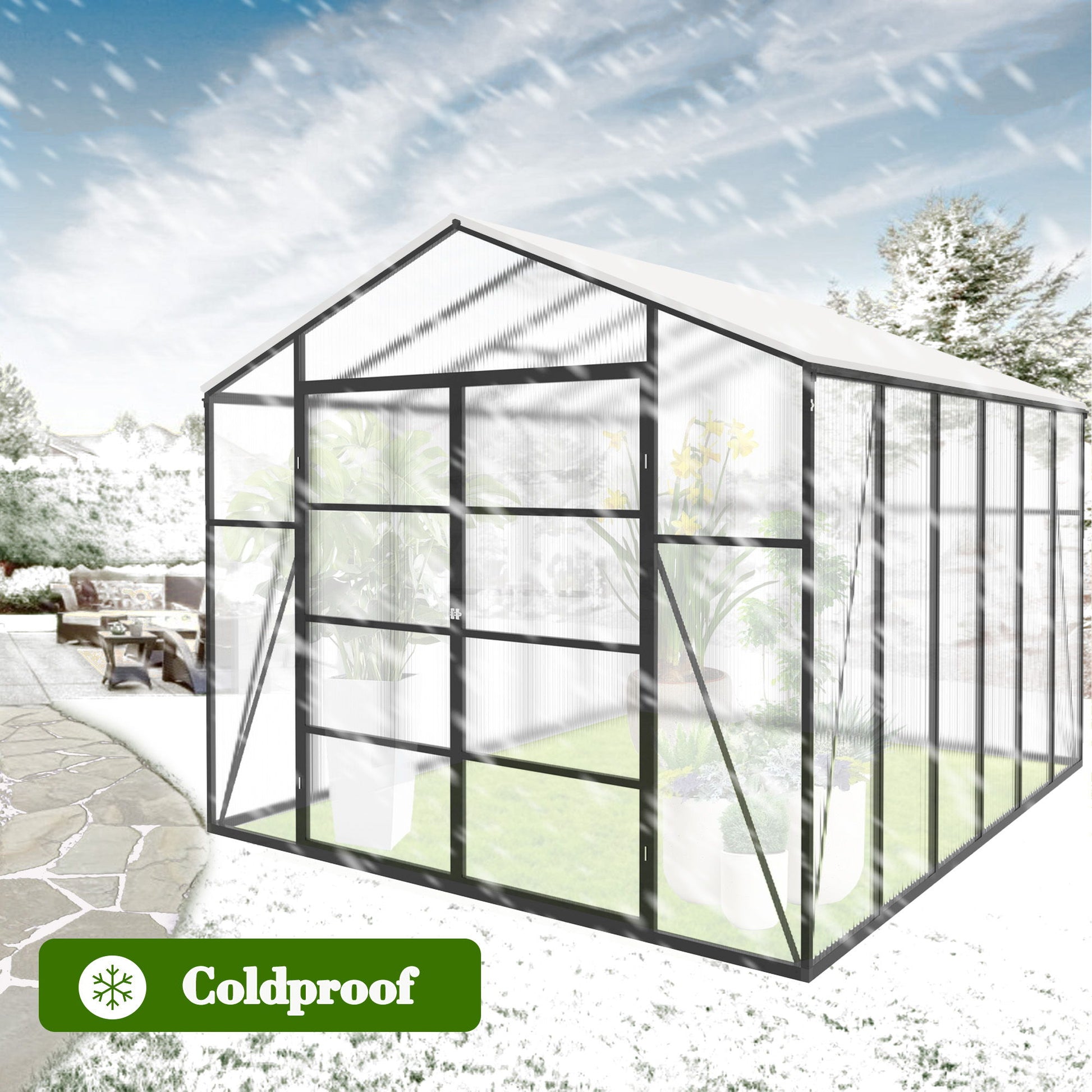Gain Height Windproof Aluminum Greenhouse With Raised Base Daily Nest