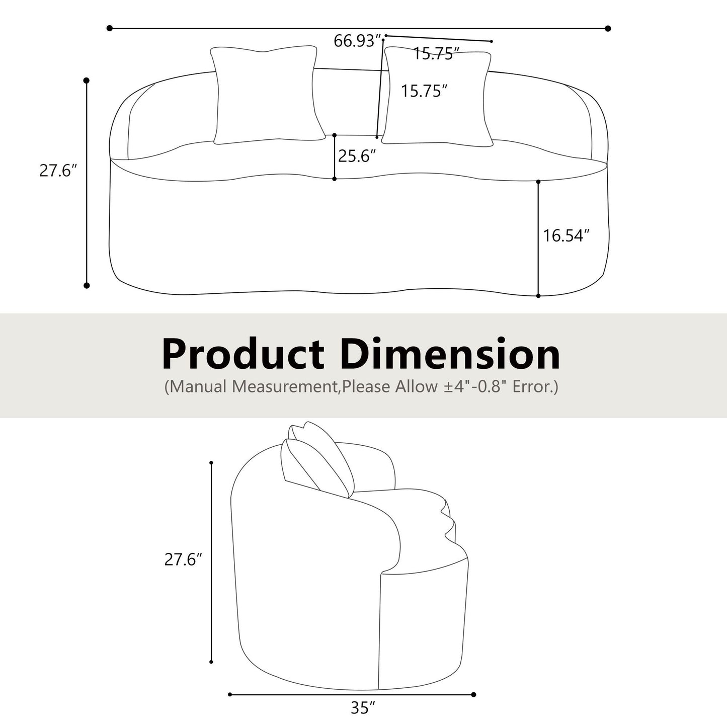 Curved Loveseat Sofa With Round Armrest Home Essentials