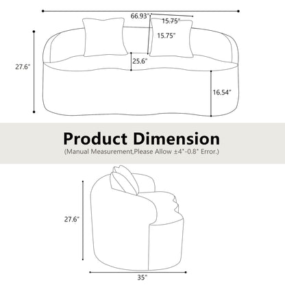 Curved Loveseat Sofa With Round Armrest Home Essentials