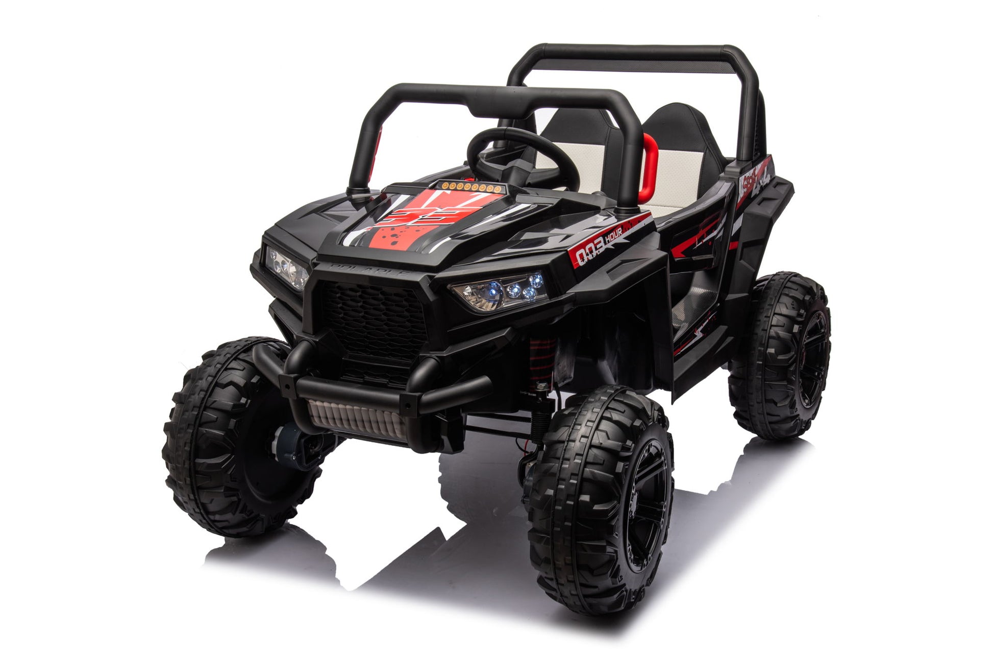 12V7A*1 30W*4 Four-Wheel Drive Leather Seat One Button Start, Forward And Backward, High And Low Speed, Music, Front Light, Power Display, Two Doors Can Open, 2.4G R / C, Seat Belt Four Wheel Absorber Daily Nest