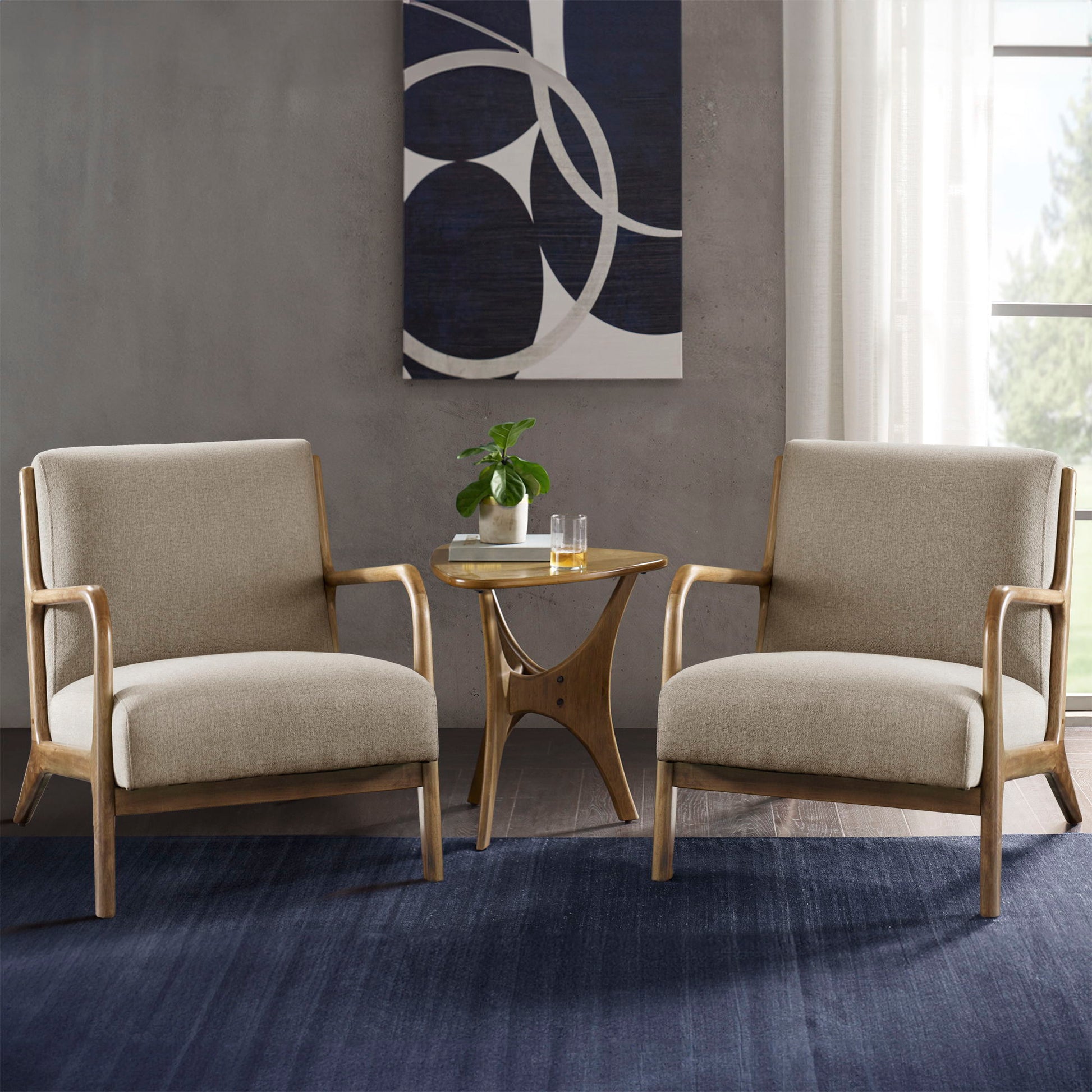 Novak - Mid-Century Modern Accent Armchair (Set of 2) - Taupe INK+IVY