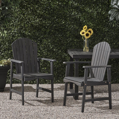 Outdoor Weather Resistant Acacia Wood Adirondack Dining Chairs (Set of 2) Noble House