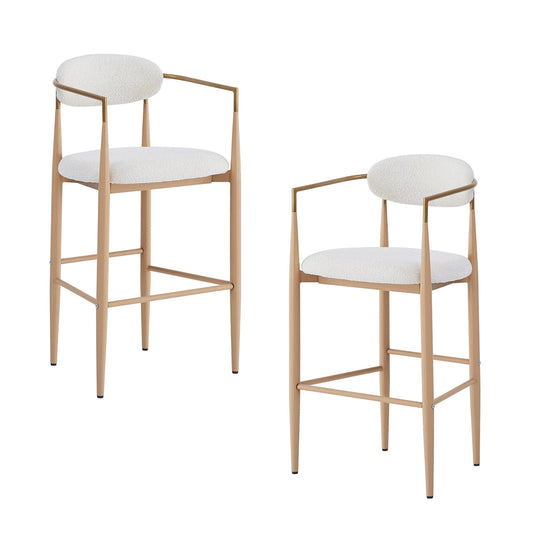 Upholstered Barstools With Back For Kitchen (Set of 2) Noble House